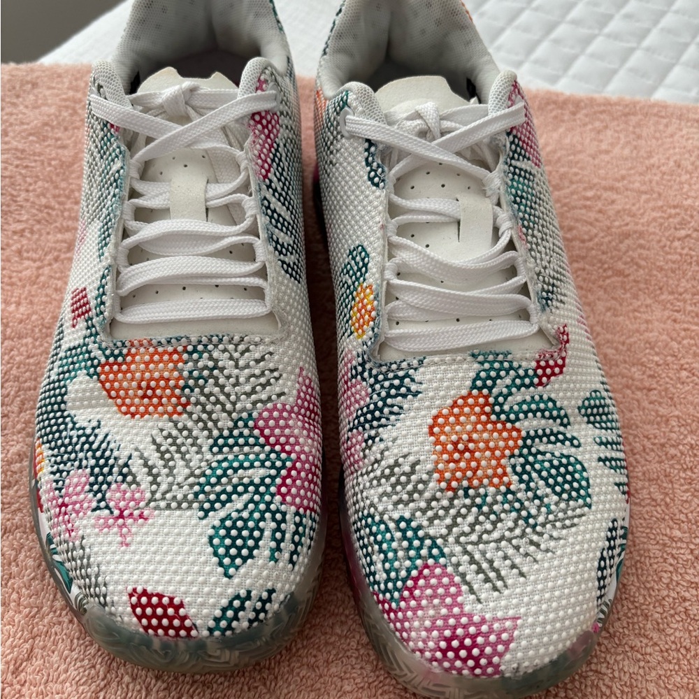 NOBULL Women's Floral Beaded Sneakers - White and Multicolor